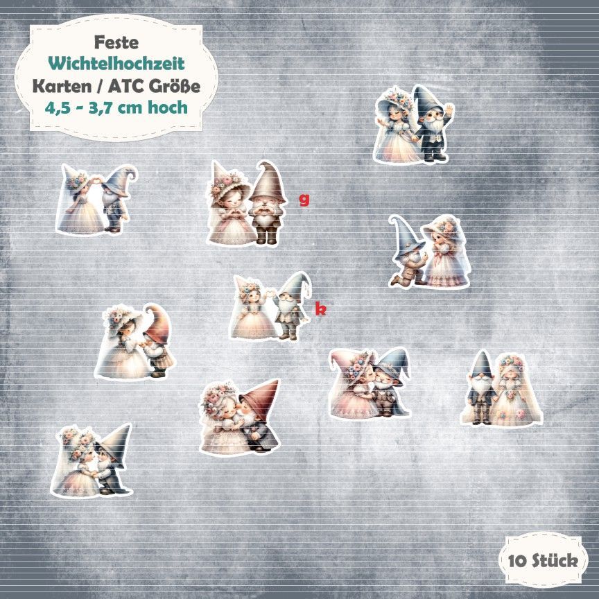 Wichtelhochzeit - Karte / ATC Größe - 10 Teile - Die Cuts