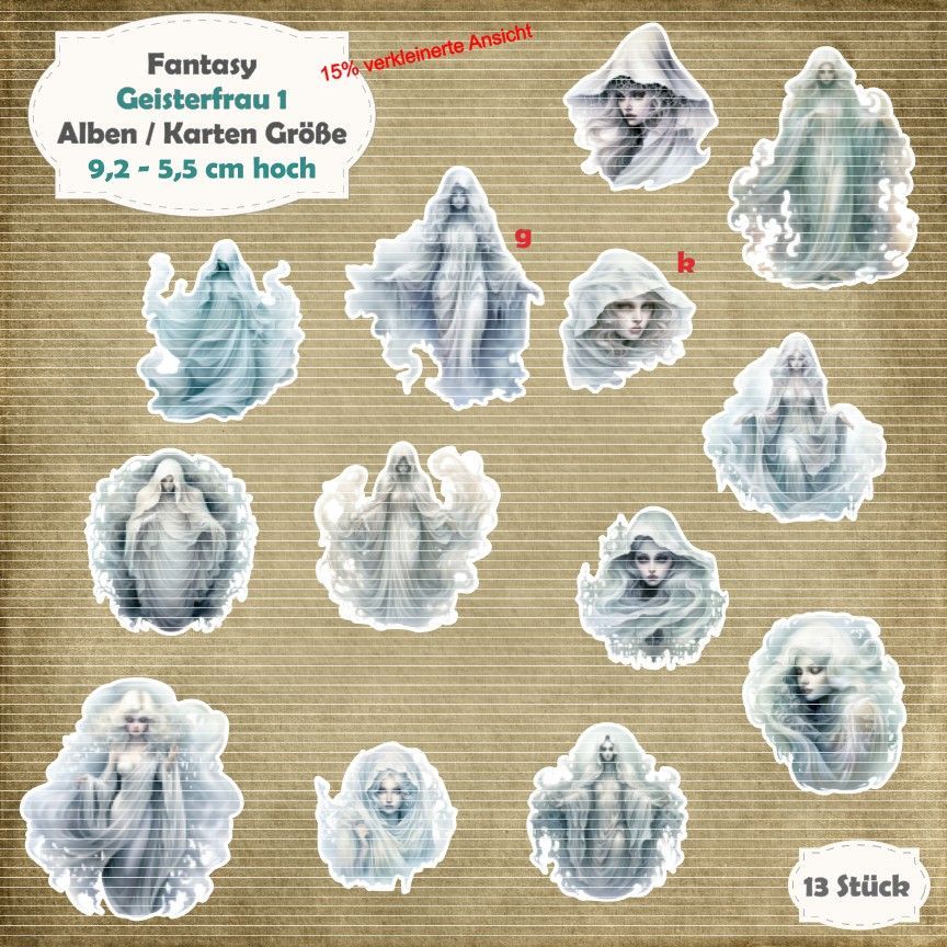 Geisterfrau 1 - Album / Karte Größe - 13 Teile - Die Cuts / Stanzteile