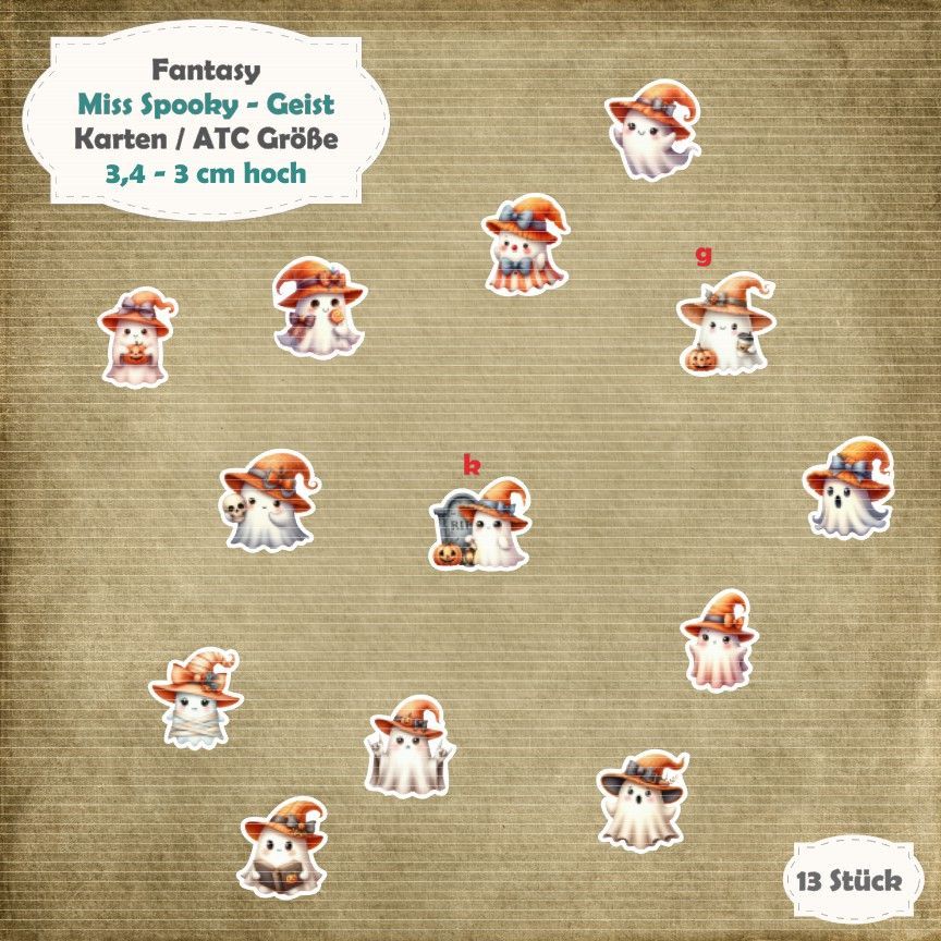 Miss Spooky - Karten / ATC Größe - 13 Stanzteile - Die Cut