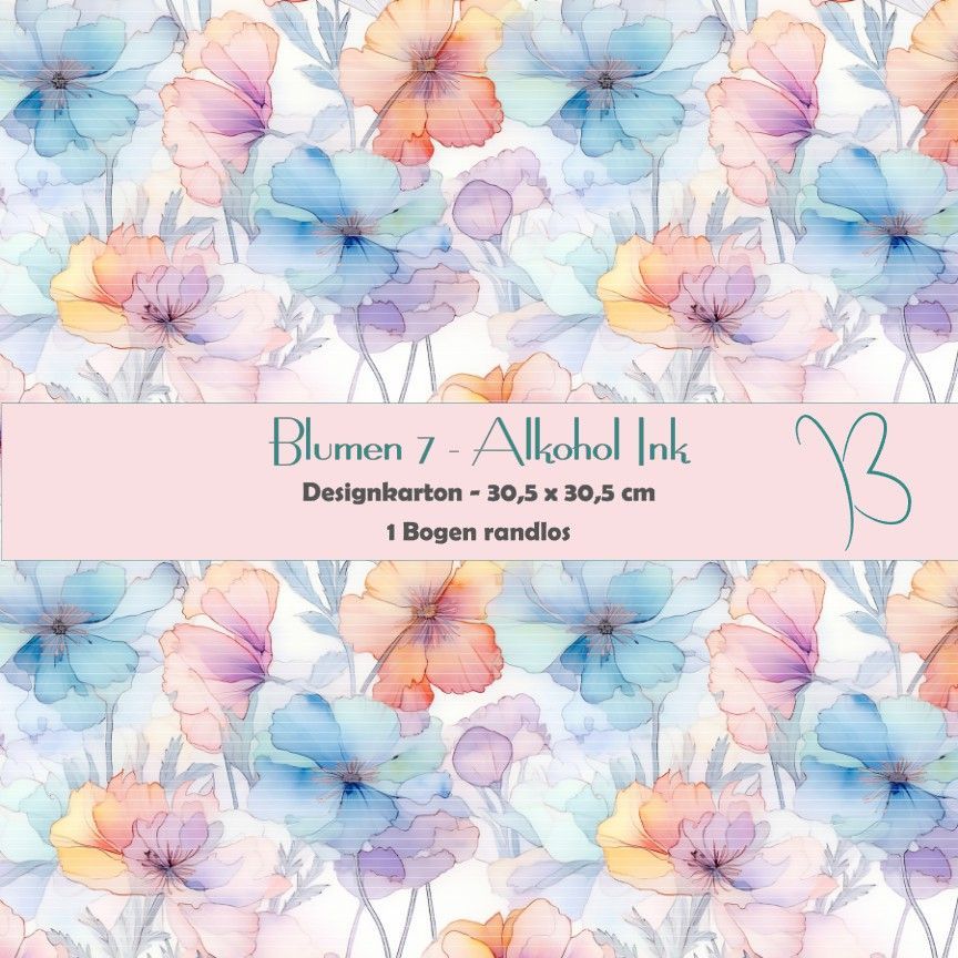 Blumen 7 - Alkohol Ink - Designkarton - 30,5 x 30,5 cm - randlos - 1 Bogen