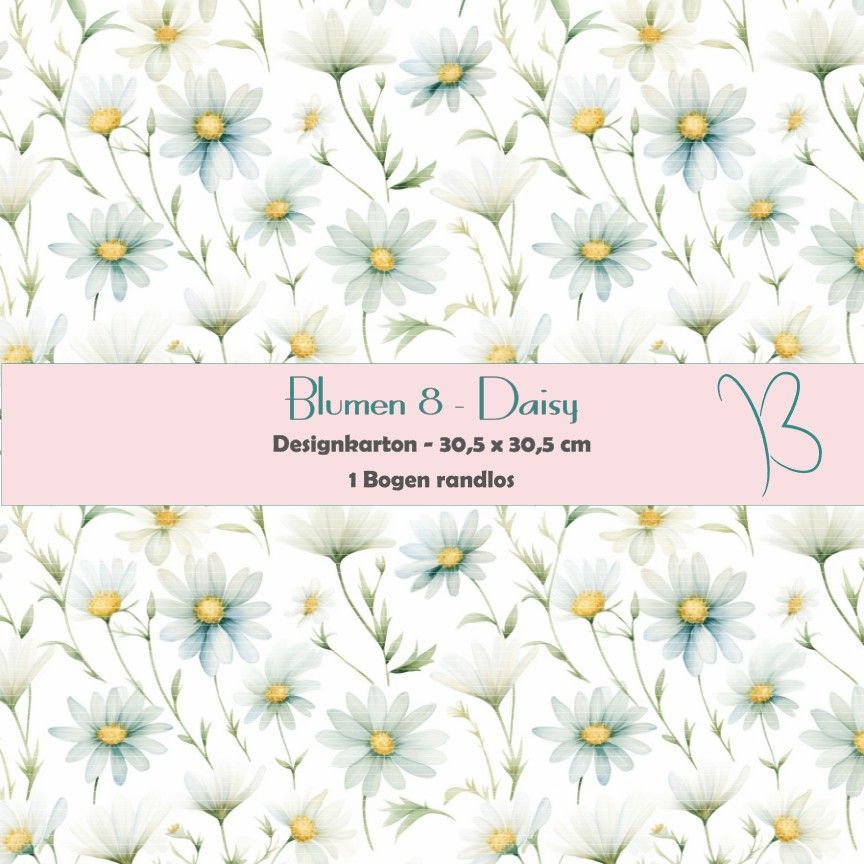 Blumen 8 - Daisy - Gänseblumen - Designkarton - 30,5 x 30,5 cm - randlos - 1 Bogen
