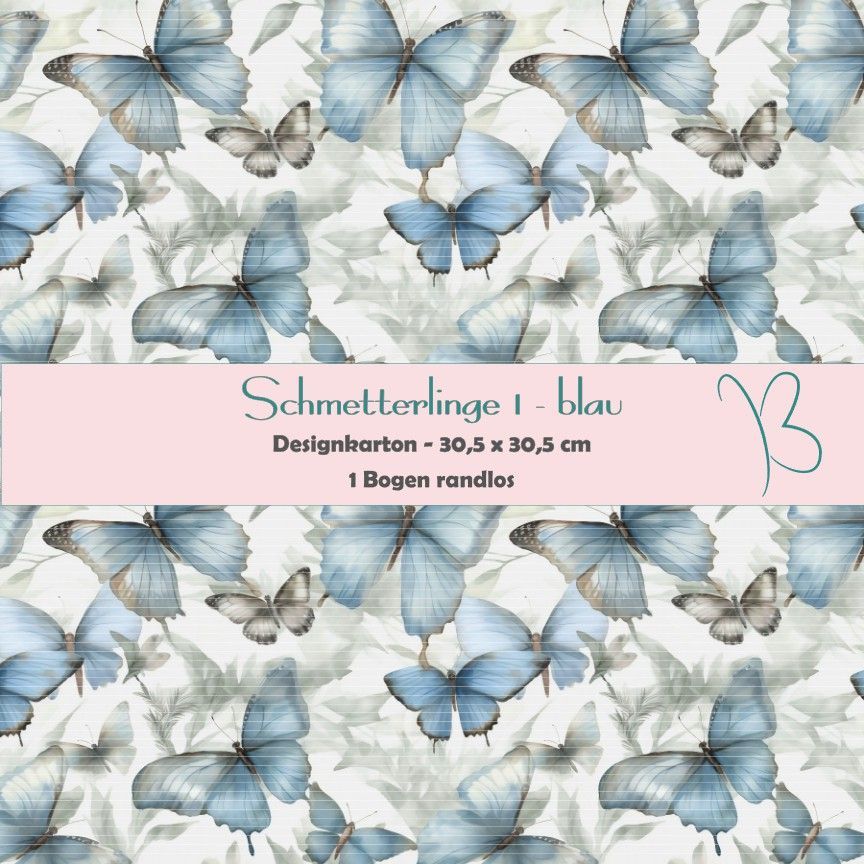 Schmetterlinge 1 - blau - Designkarton - 30,5 x 30,5 cm - randlos - 1 Bogen