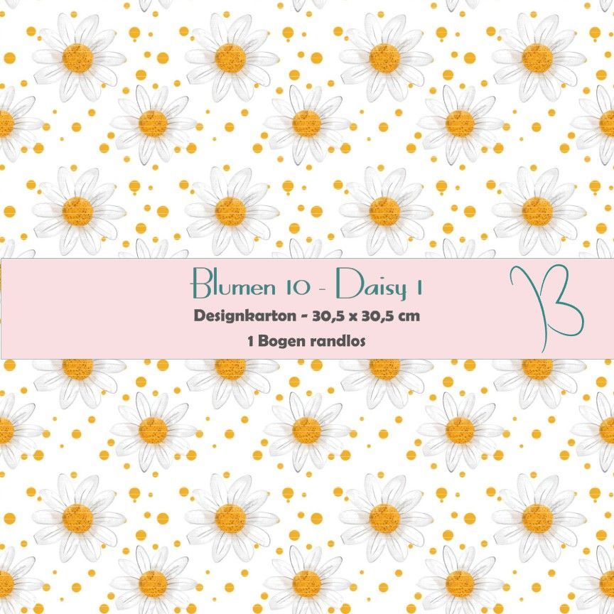 Blumen 10 - Daisy 1 - Gänseblumen - Designkarton - 30,5 x 30,5 cm - randlos - 1 Bogen