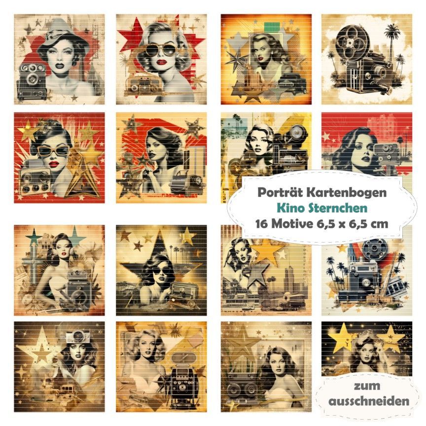 Kino Sternchen - Porträt Kartenbogen - 12 Inch - mit 16 Motiven