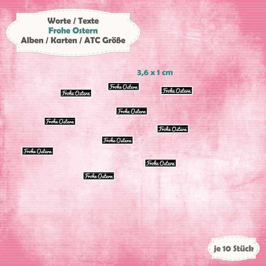 Textschilder: Frohe Ostern - Alben / Karten / ATC Größe - 10 Stanzteile - Die Cut