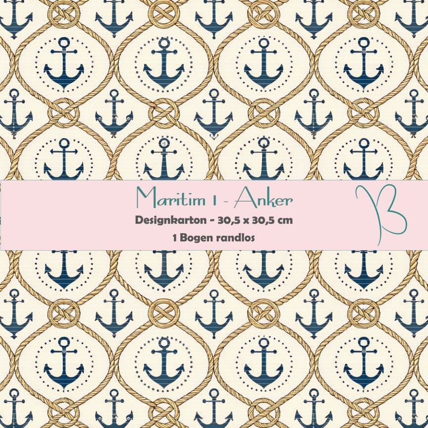 Maritim 1 - Anker - Designkarton - 30,5 x 30,5 cm - randlos - 1 Bogen