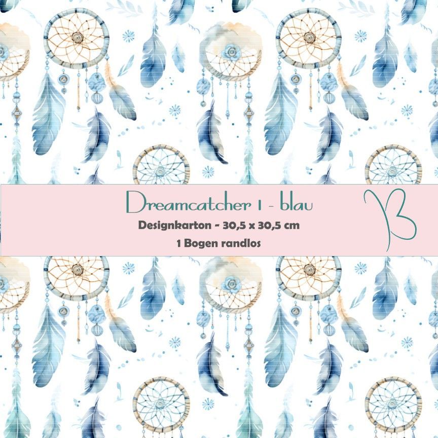 Dreamcatcher 1-blau - Designkarton - 30,5 x 30,5 cm - randlos - 1 Bogen