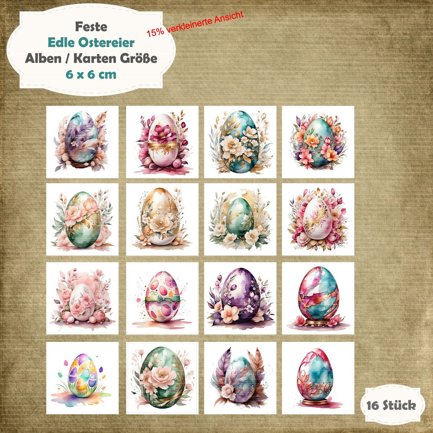 Edle Ostereier - Album / Karte Größe - 16 Teile - Die Cuts