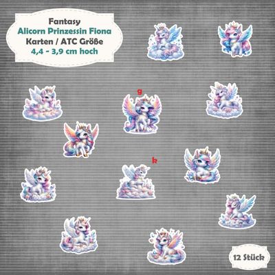 Alicorn Prinzessin Fiona - Karten / ATC Größe - 12 Stanzteile - Die Cut Alicorn Prinzessin Fiona - Karten / ATC Größe - 12 Stanzteile - Die Cut
