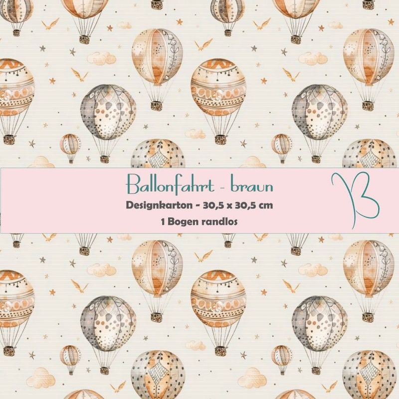 Ballonfahrt - braun - Designkarton - 30,5 x 30,5 cm - randlos - 1 Bogen Ballonfahrt - braun - Designkarton - 30,5 x 30,5 cm - randlos - 1 Bogen