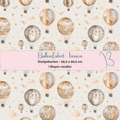 Ballonfahrt - braun - Designkarton - 30,5 x 30,5 cm - randlos - 1 Bogen Ballonfahrt - braun - Designkarton - 30,5 x 30,5 cm - randlos - 1 Bogen
