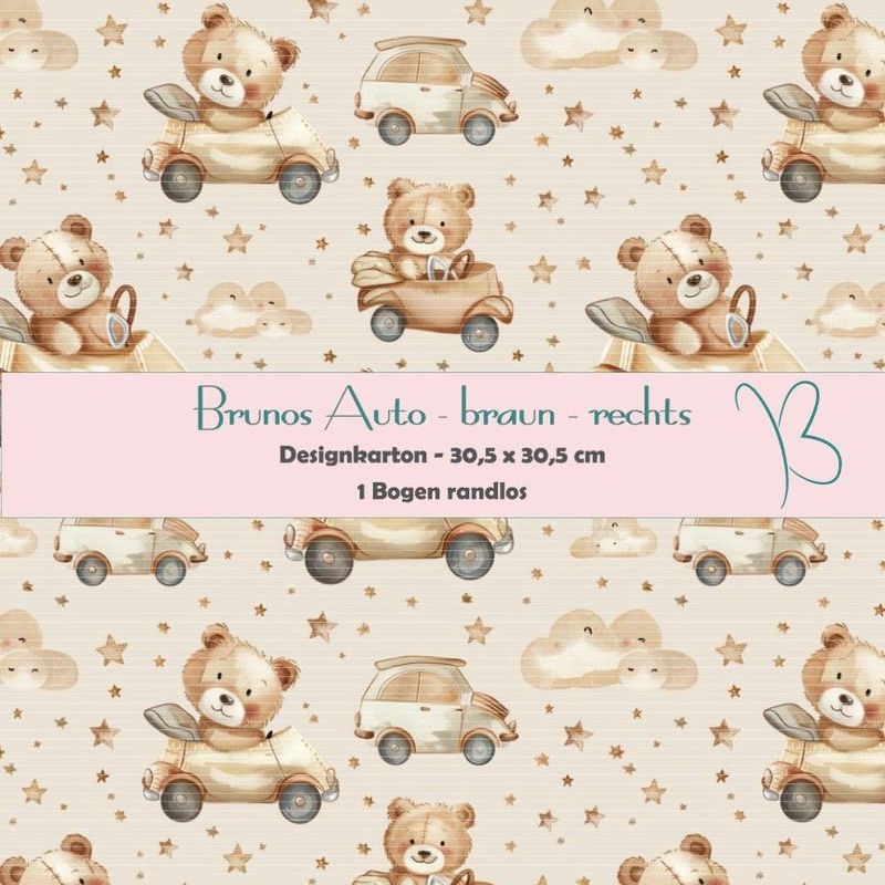 Brunos Auto - braun - rechts - Designkarton - 30,5 x 30,5 cm - randlos - 1 Bogen Brunos Auto - braun - rechts - Designkarton - 30,5 x 30,5 cm - randlos - 1 Bogen