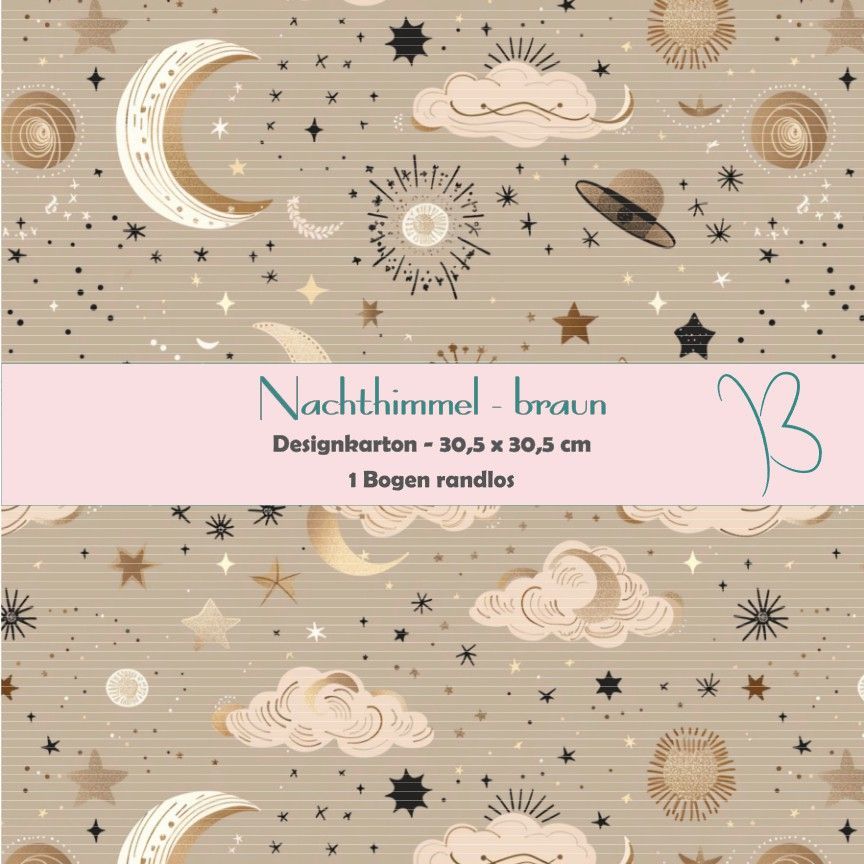 Nachthimmel - braun - Designkarton - 30,5 x 30,5 cm - randlos - 1 Bogen