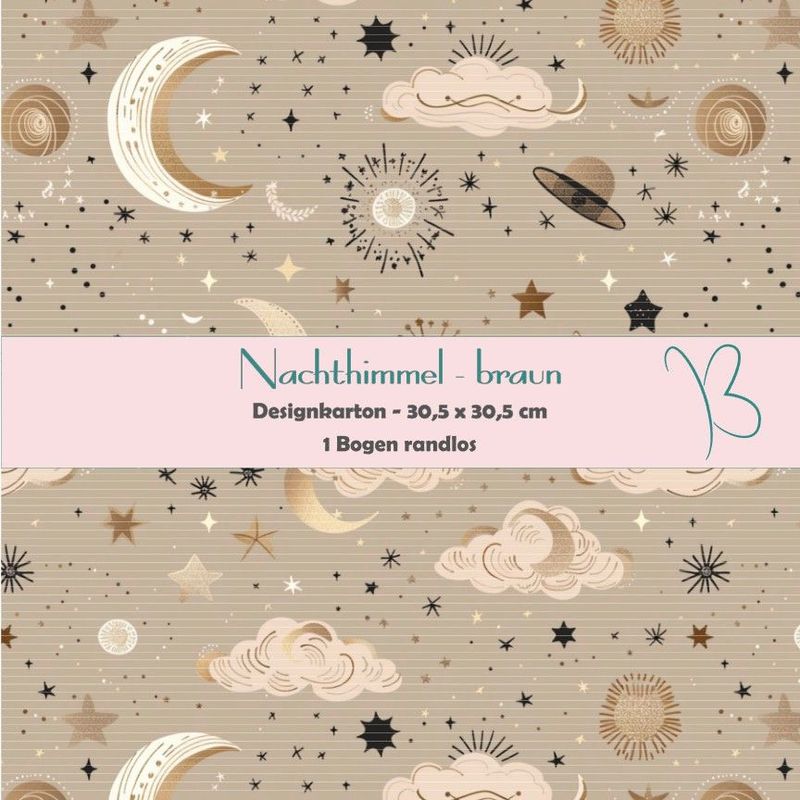 Nachthimmel - braun - Designkarton - 30,5 x 30,5 cm - randlos - 1 Bogen Nachthimmel - braun - Designkarton - 30,5 x 30,5 cm - randlos - 1 Bogen