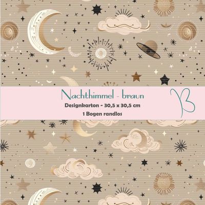 Nachthimmel - braun - Designkarton - 30,5 x 30,5 cm - randlos - 1 Bogen Nachthimmel - braun - Designkarton - 30,5 x 30,5 cm - randlos - 1 Bogen