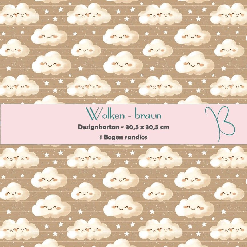 Wolken - braun - Designkarton - 30,5 x 30,5 cm - randlos - 1 Bogen