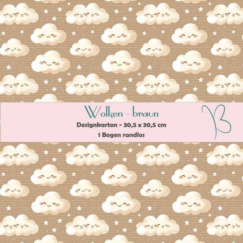 Wolken - braun - Designkarton - 30,5 x 30,5 cm - randlos - 1 Bogen Wolken - braun - Designkarton - 30,5 x 30,5 cm - randlos - 1 Bogen