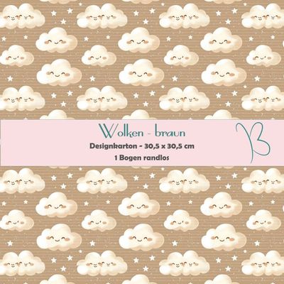 Wolken - braun - Designkarton - 30,5 x 30,5 cm - randlos - 1 Bogen Wolken - braun - Designkarton - 30,5 x 30,5 cm - randlos - 1 Bogen