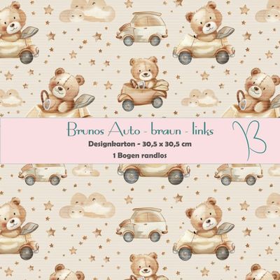 Brunos Auto-braun- links - Designkarton - 30,5 x 30,5 cm - randlos - 1 Bogen Brunos Auto-braun- links - Designkarton - 30,5 x 30,5 cm - randlos - 1 Bogen