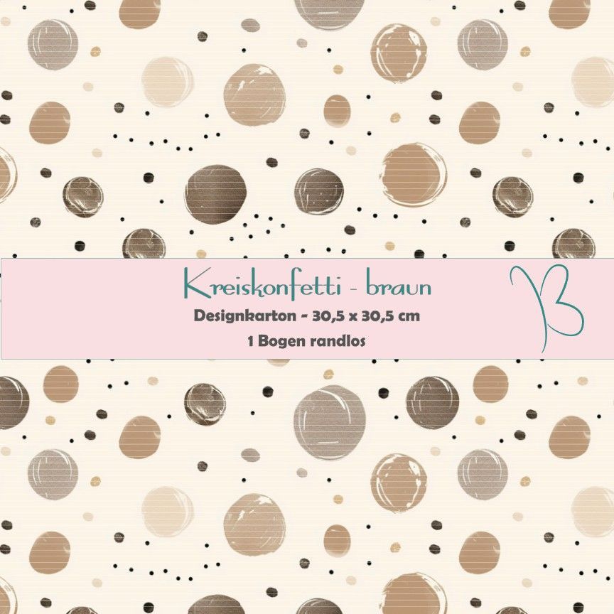 Kreiskonfetti - braun - Designkarton - 30,5 x 30,5 cm - randlos - 1 Bogen