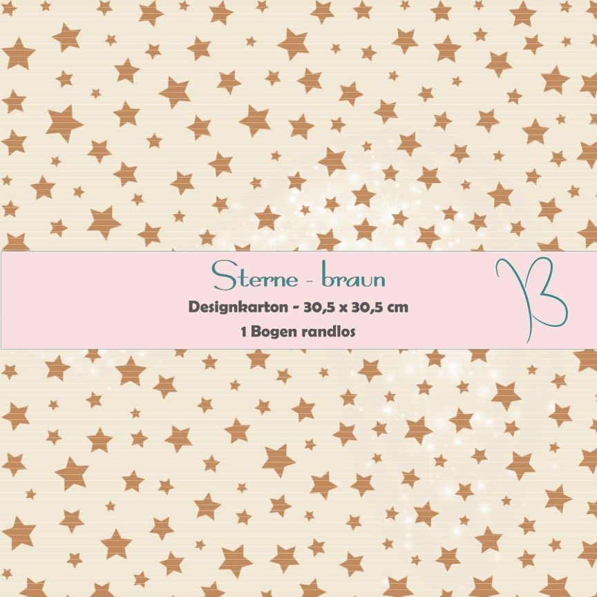 Sterne - braun - Designkarton - 30,5 x 30,5 cm - randlos - 1 Bogen