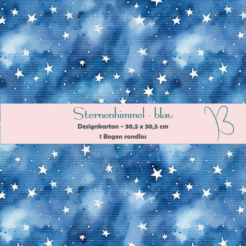 Sternenhimmel - blau - Designkarton - 30,5 x 30,5 cm - randlos - 1 Bogen Sternenhimmel - blau - Designkarton - 30,5 x 30,5 cm - randlos - 1 Bogen