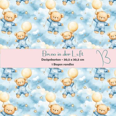 Bruno in der Luft - blau - Designkarton - 30,5 x 30,5 cm - randlos - 1 Bogen Bruno in der Luft - blau - Designkarton - 30,5 x 30,5 cm - randlos - 1 Bogen
