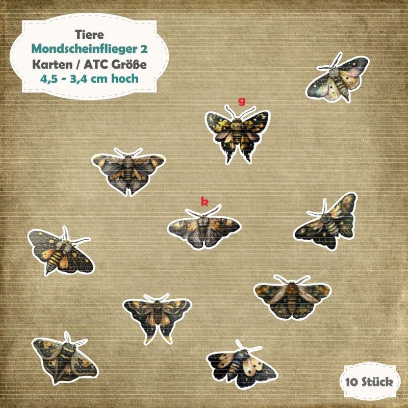 Mondscheinflieger 2 - Karten / ATC Größe - 10 Stanzteile - Die Cut Mondscheinflieger 2 - Karten / ATC Größe - 10 Stanzteile - Die Cut