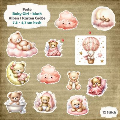 Baby Girl - blush - Alben / Karten Größe - 12 Stanzteile - Die Cut Baby Girl - blush - Alben / Karten Größe - 12 Stanzteile - Die Cut