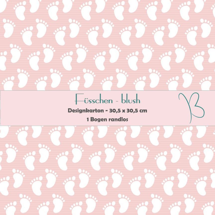Füsschen - blush - Designkarton - 30,5 x 30,5 cm - randlos - 1 Bogen