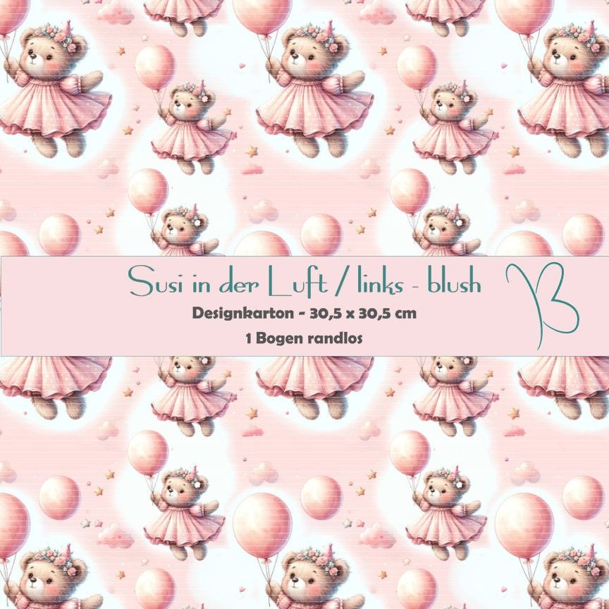 Susi in der Luft links - blush - Designkarton - 30,5 x 30,5 cm - randlos - 1 Bogen