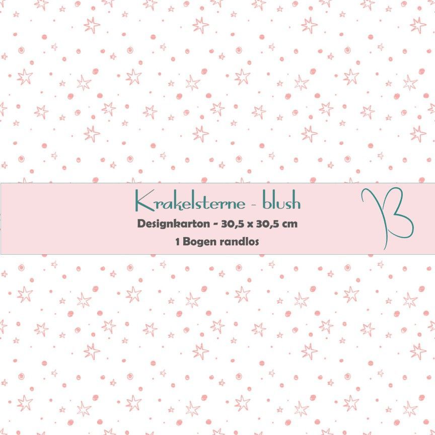 Krakelsterne - blush - Designkarton - 30,5 x 30,5 cm - randlos - 1 Bogen