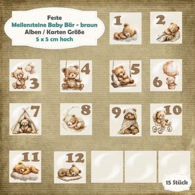Meilensteine Baby Bär - braun- Alben / Karten Größe - 15 Stanzteile - Die Cut Meilensteine Baby Bär - braun- Alben / Karten Größe - 15 Stanzteile - Die Cut