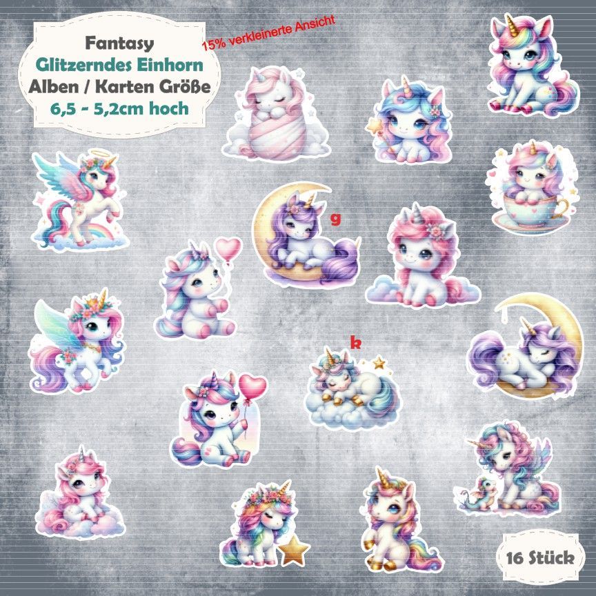 Glitzerndes Einhorn - Alben / Karten - Größe - 16 Stanzteile - Die Cut