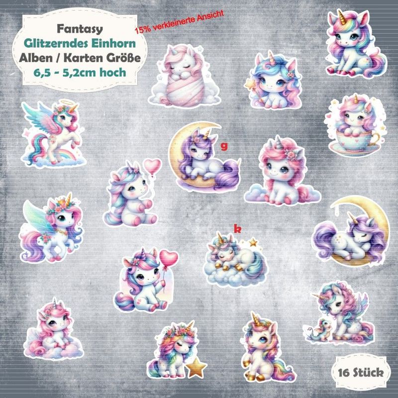 Glitzerndes Einhorn - Alben / Karten - Größe - 16 Stanzteile - Die Cut Glitzerndes Einhorn - Alben / Karten - Größe - 16 Stanzteile - Die Cut