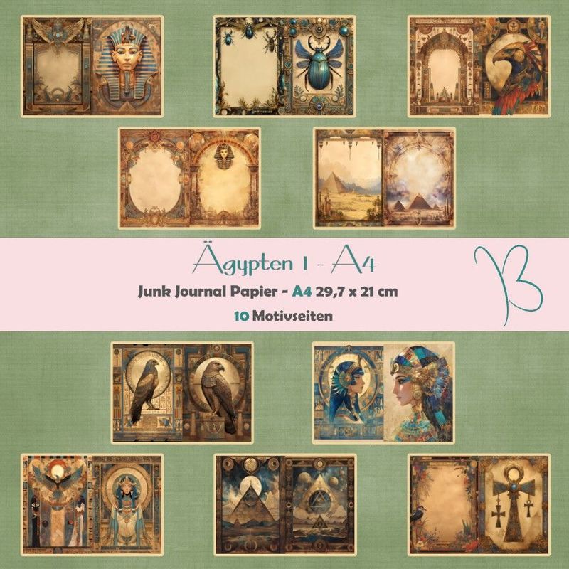 Ägypten 1 - A4 - Junk Journal Papier - quer - 10 Seiten Ägypten 1 - A4 - Junk Journal Papier - quer - 10 Seiten