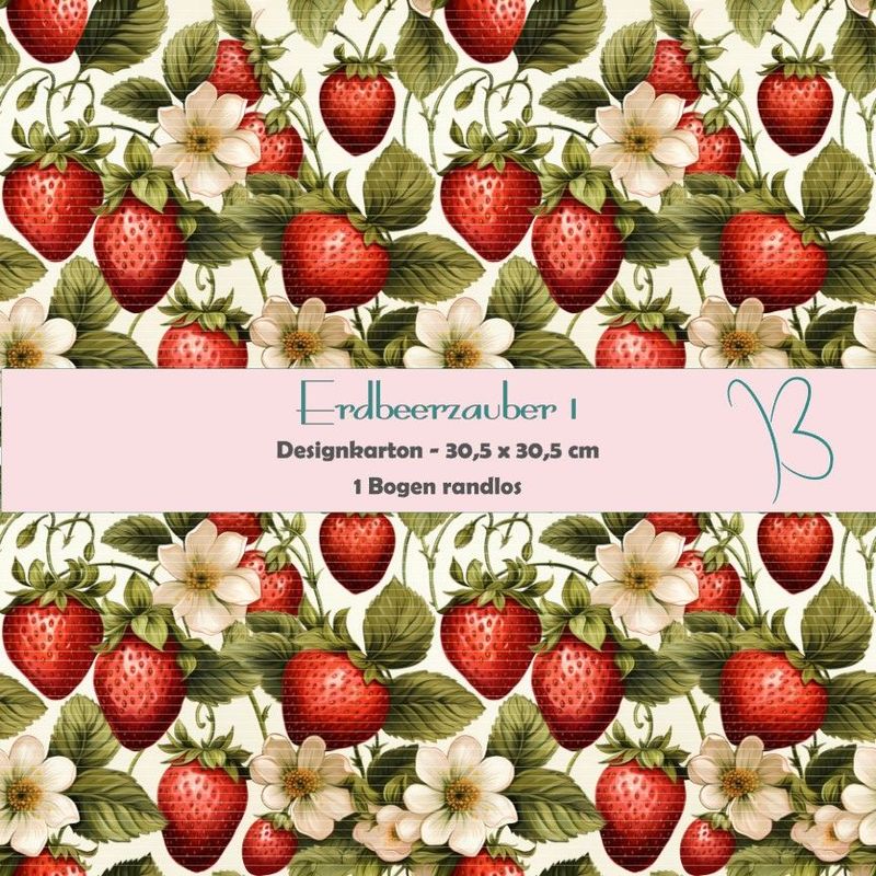 Erdbeerzauber 1 - Designkarton - 30,5 x 30,5 cm - randlos - 1 Bogen Erdbeerzauber 1 - Designkarton - 30,5 x 30,5 cm - randlos - 1 Bogen