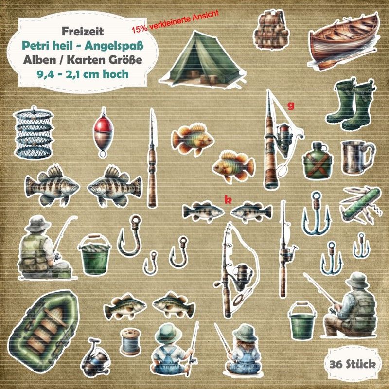 Petri heil - Angelspaß - Alben - Karten / ATC - Größe - 36 Stanzteile - Die Cut Petri heil - Angelspaß - Alben - Karten / ATC - Größe - 36 Stanzteile - Die Cut