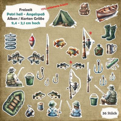 Petri heil - Angelspaß - Alben - Karten / ATC - Größe - 36 Stanzteile - Die Cut Petri heil - Angelspaß - Alben - Karten / ATC - Größe - 36 Stanzteile - Die Cut