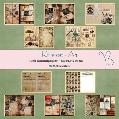 Krimizeit - A4 - Junk Journal Seiten - quer - 10 Seiten Krimizeit - A4 - Junk Journal Seiten - quer - 10 Seiten