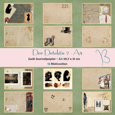 Der Detektiv 2 - A4 - Junk Journal Seiten - quer - 12 Seiten Der Detektiv 2 - A4 - Junk Journal Seiten - quer - 12 Seiten