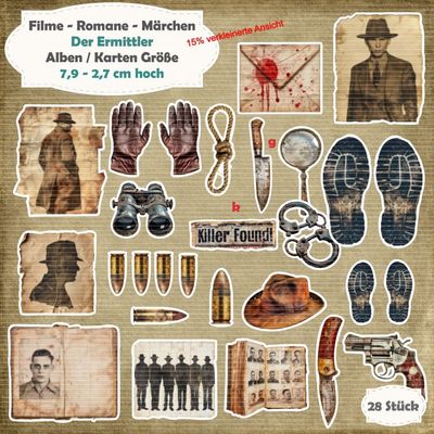 Der Ermittler - Alben - Karten / ATC - Größe - 28 Stanzteile - Die Cut