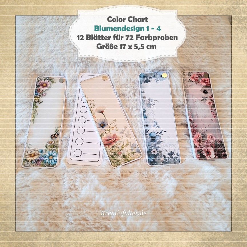 Blumen Design 1 - 4 - Color Chart - 72 Farbfelder