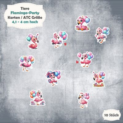 Flamingo-Party - Karte / ATC Größe - 10 Teile - Die Cuts