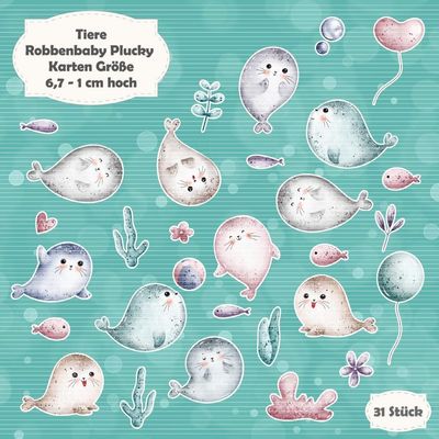 Robbenbaby Plucky - Karten Größe - 31 Stanzteile - Die Cut Robbenbaby Plucky - Karten Größe - 31 Stanzteile - Die Cut