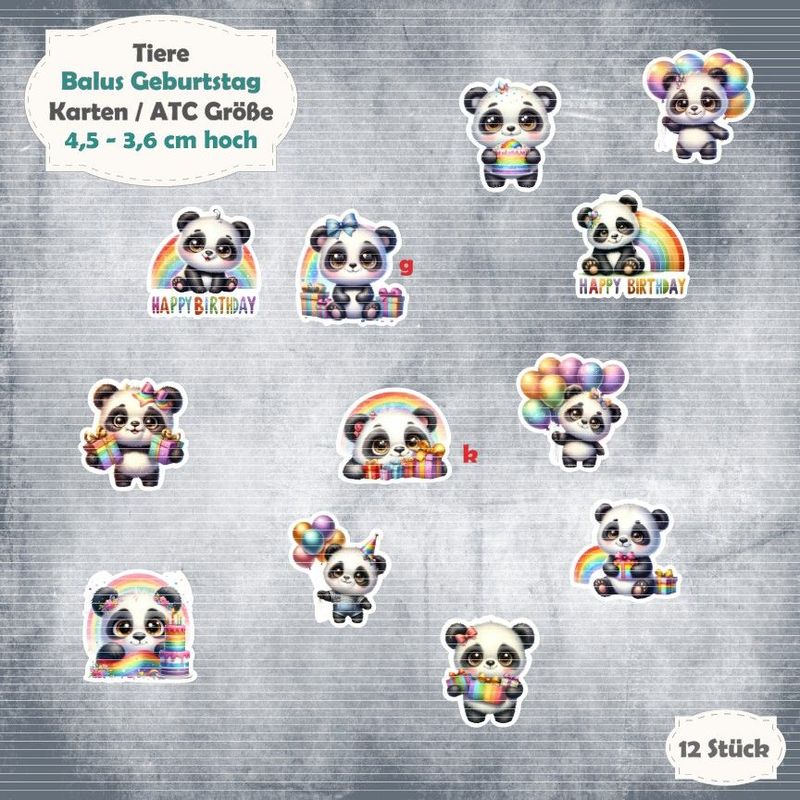 Balus Geburtstag - Karte / ATC Größe - 12 Teile - Die Cuts Balus Geburtstag - Karte / ATC Größe - 12 Teile - Die Cuts