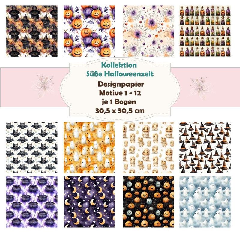 Kollektion - Süße Halloweenzeit - Designkarton - 30,5 x 30,5 cm - randlos - 1 Bogen Kollektion - Süße Halloweenzeit - Designkarton - 30,5 x 30,5 cm - randlos - 1 Bogen