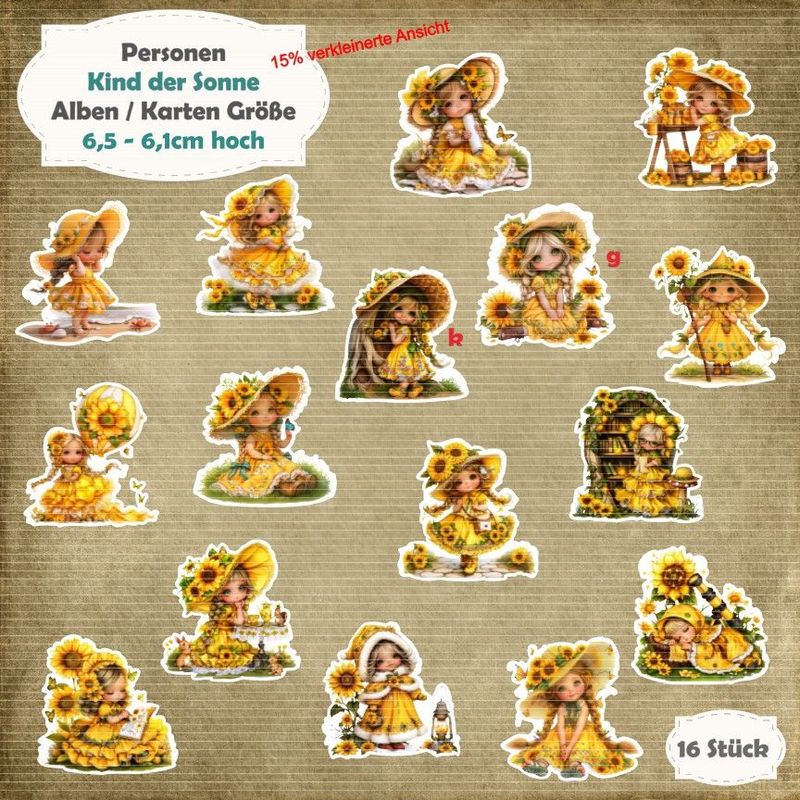 Kind der Sonne - Alben / Karten / ATC Größe - 16 Stanzteile - Die Cut Kind der Sonne - Alben / Karten / ATC Größe - 16 Stanzteile - Die Cut
