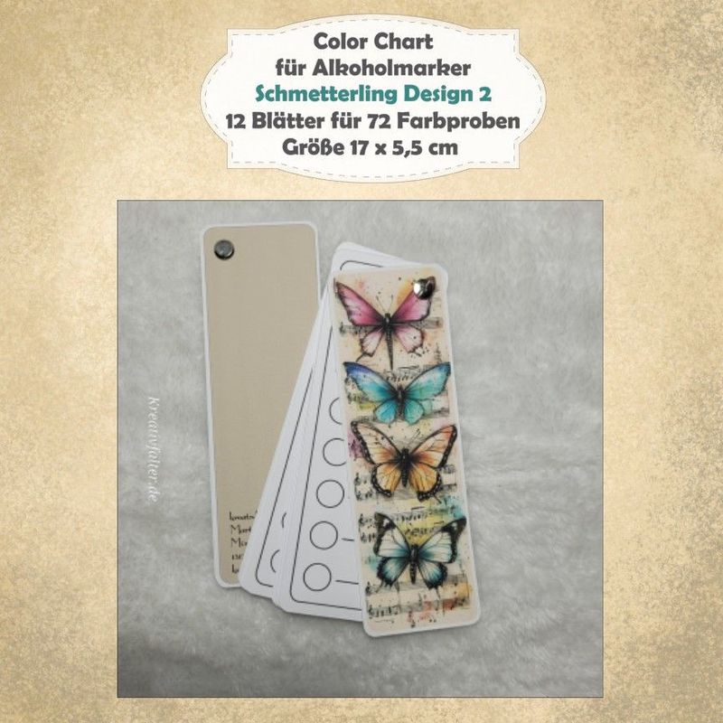 Color Chart für Alkoholmarker - Schmetterling Design 2 - mit 72 Farbfelder Color Chart für Alkoholmarker - Schmetterling Design 2 - mit 72 Farbfelder