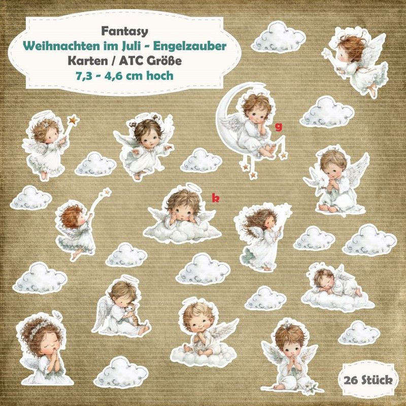 Weihnachten im Juli - Engel - Karten / ATC Größe - 20 Stanzteile - Die Cut